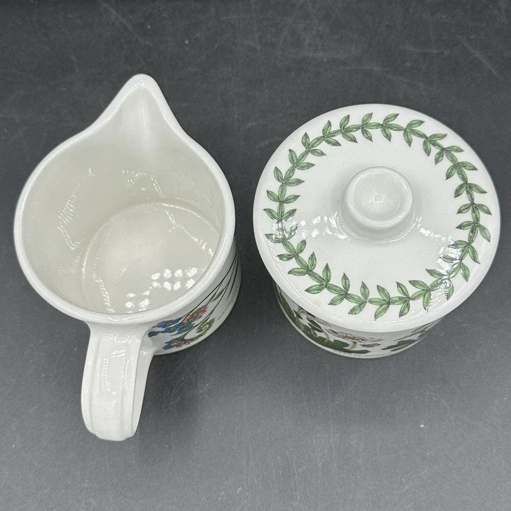 Portmeirion Botanic Garden Sugar Bowl Drum w/ Lid Cotton Creamer ForgetMeNot